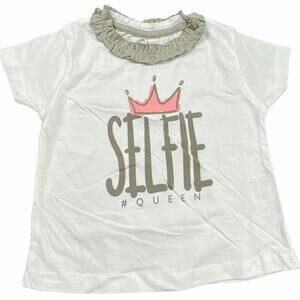 Rabbit Skins Girls Short Sleeve Ruffle Graphic Tee Selfie Queen Size 4